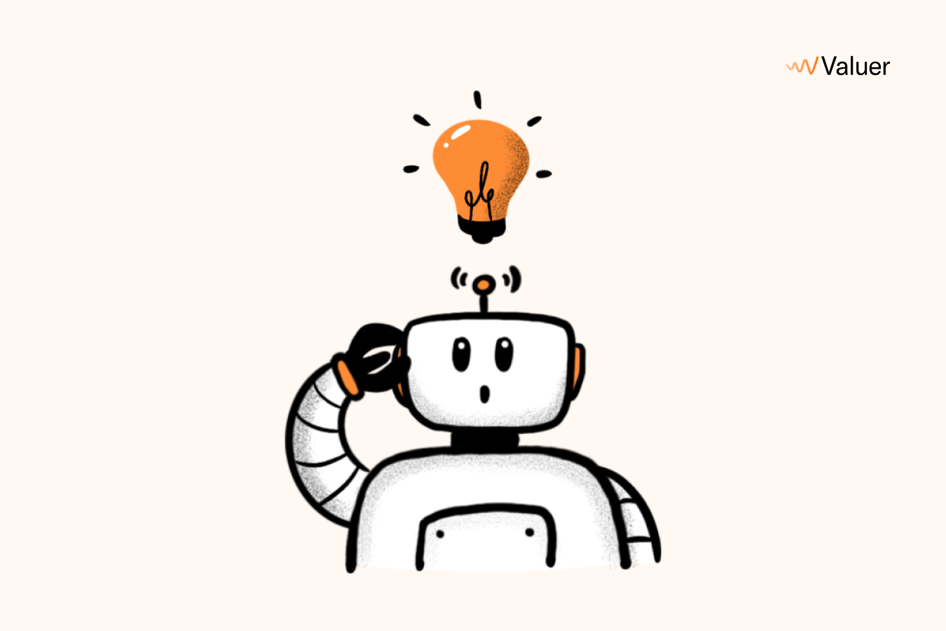 robot with lightbulb overhead