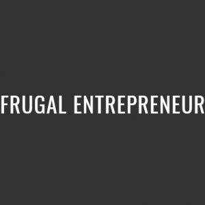 Frungal Entrepreneur white text on a black bakcground