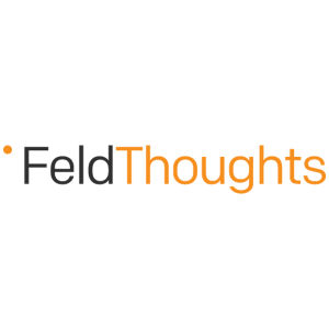 FeldThoughts - black and orange letters with orange dot on the left side on a transparent background