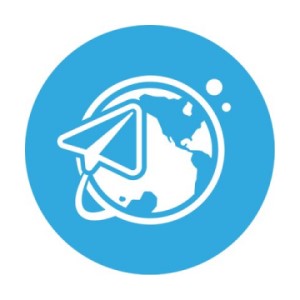 Startup Digest blog logo - white and blue planet on a white background