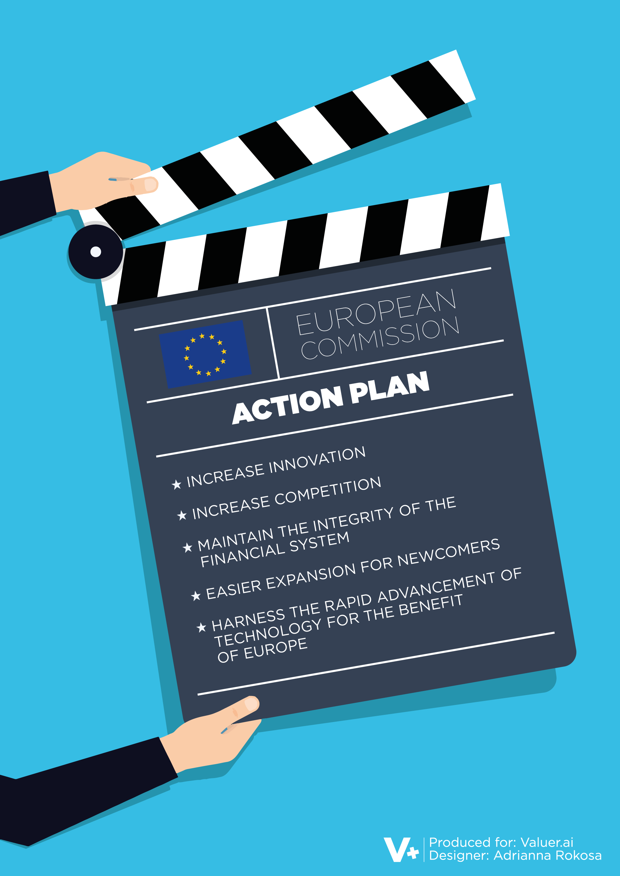 Blue graphic with a European Action Plan