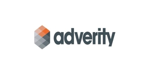Adverity logo with grey lettering on a white background