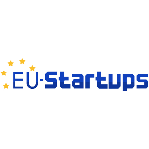 EU-Statups - blue letters with yellow stars on the left side of the logo on a transparent background