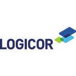 logicor logo dark blue text with white background