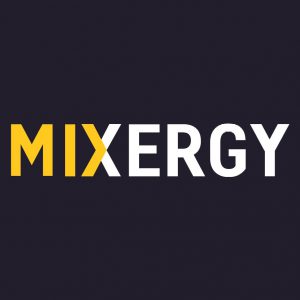 MIXERGY logo with yellow and white letters on a black backgound