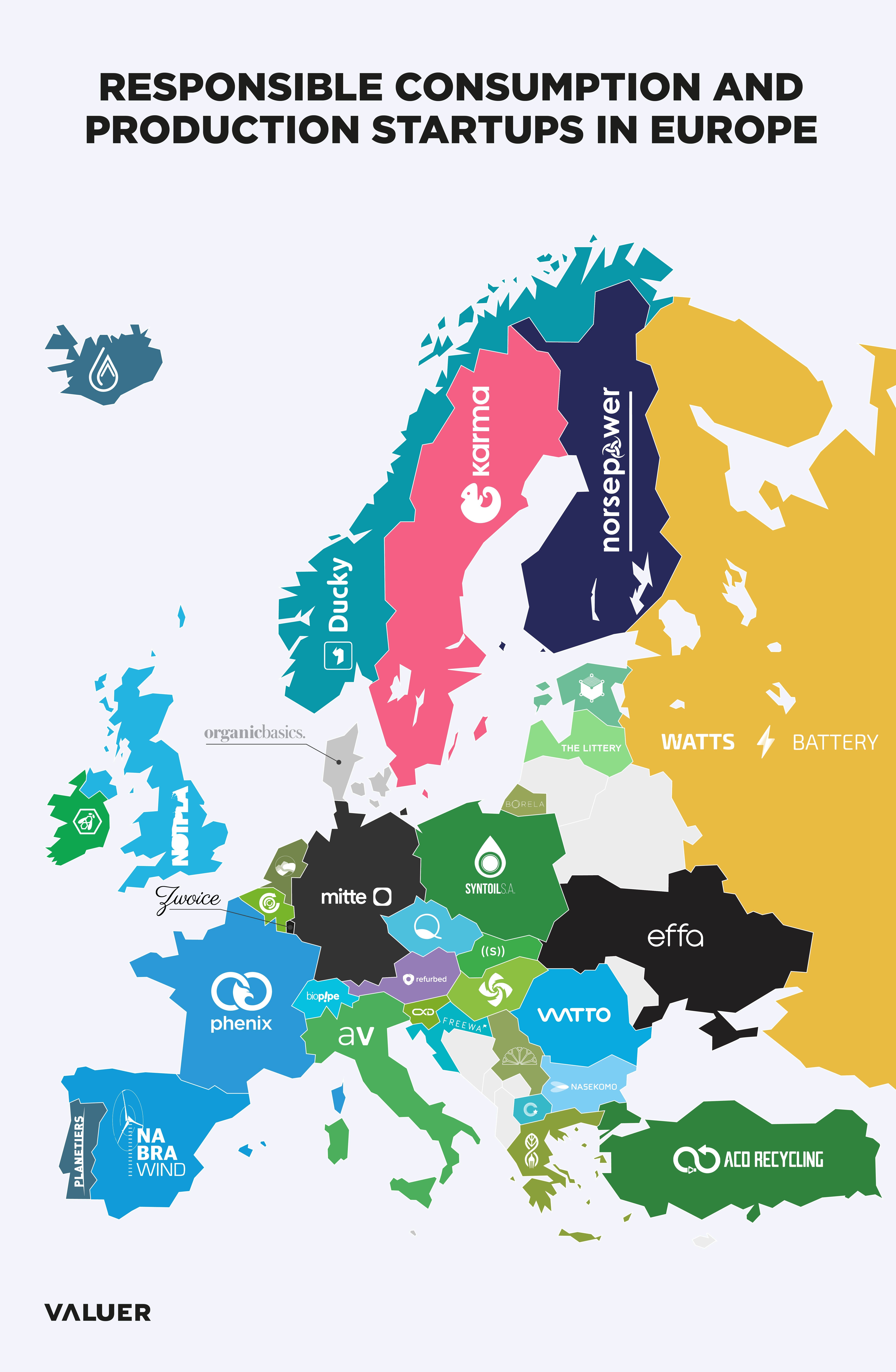 A colourful map of responsible consumption and production startups in Europe