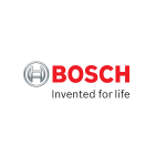 bosch logo red text, grey shape and black text