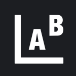 Copenhagen Fintech Lab logo black square, white shape, white a b