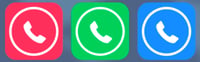 Unique software logo with 3 phone symbols in red, green, and blue on a grey background