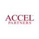 Accel partners logo, large red capital letters