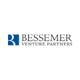 Bessemer logo, blue capital letters, blue square on the left with the white wave inside