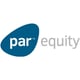 Par Equity logo, white background, first part of the name in white letters with blue background, the second part of the word is grey