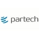 Partech logo, blue strips on the left, dark grey letters