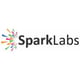Sparklabs Global Venture logo, shite background, black letters, first part of the company's name bolt, firework on the left side