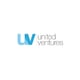 United Ventures logo, white background, light blue letters "uv" at the beginning on the left side, black letters with the name