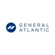 General Atlantic logo, blue capital letters, blue circle on the left with two white lines inside