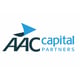 logo, capital letters AAC in the dark blue colour, blue arrow above them, on the right side from the capitals light blue letters and under them light blue capitals