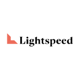 Lightspeed logo, black letters, red lines on the left