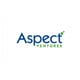 Aspect logo, blue letters in the first name, second word in green letters