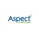 Aspect logo, blue letters in the first name, second word in green letters