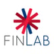 logo in capital letters - three first letters are grey, last three are dark blue, there is a simplified flower growing from the "l" letter consisting from one blue strip and four red
