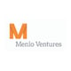 Menlo ventures logo, grey letters, large capital orange M on the left top
