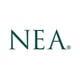 NEA logo, large capital green letters