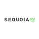 Sequoia logo, black capital letters, green leaf on the right side