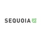 Sequoia logo, black capital letters, green leaf on the right side