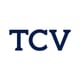 TVC logo, dark blue capital letters