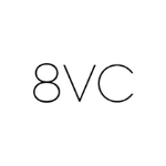 8VC logo, black capital letters, number 8 on the left
