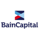 BainCapital logo, blue letters, colourful square above the name