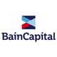 BainCapital logo, blue letters, colourful square above the name