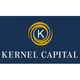 Kernel Capital logo, dark blue background, white capital letters, above the name white capital K in the yellow circle