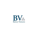 BV logo, blue letters, large capital blue BV above