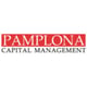 Pamplona Capital Management logo, white capital letters with the red background, rest are black capital letters