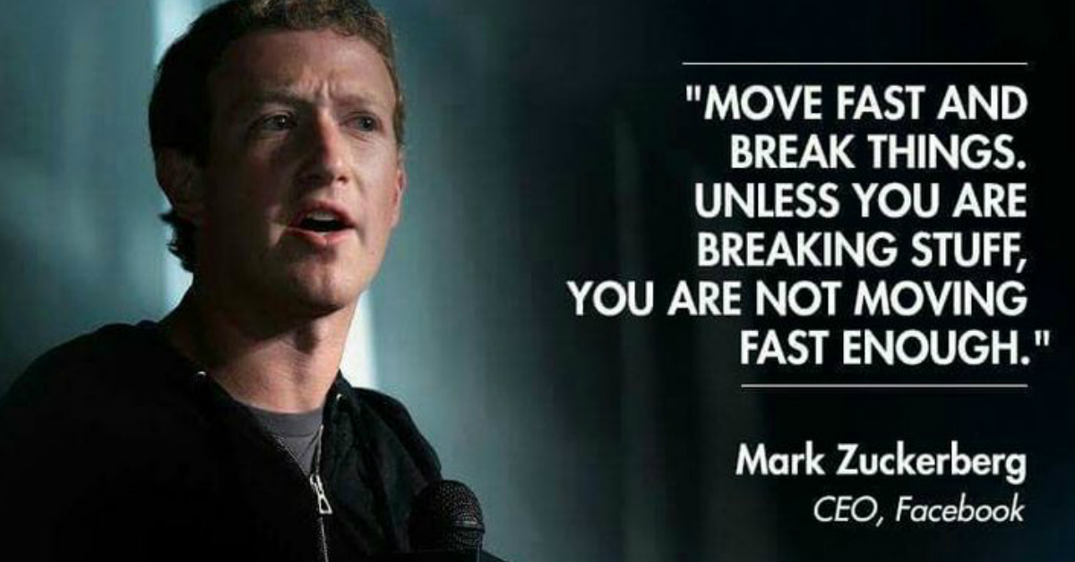 Mark Zuckerberg next to a quote on how to run a business