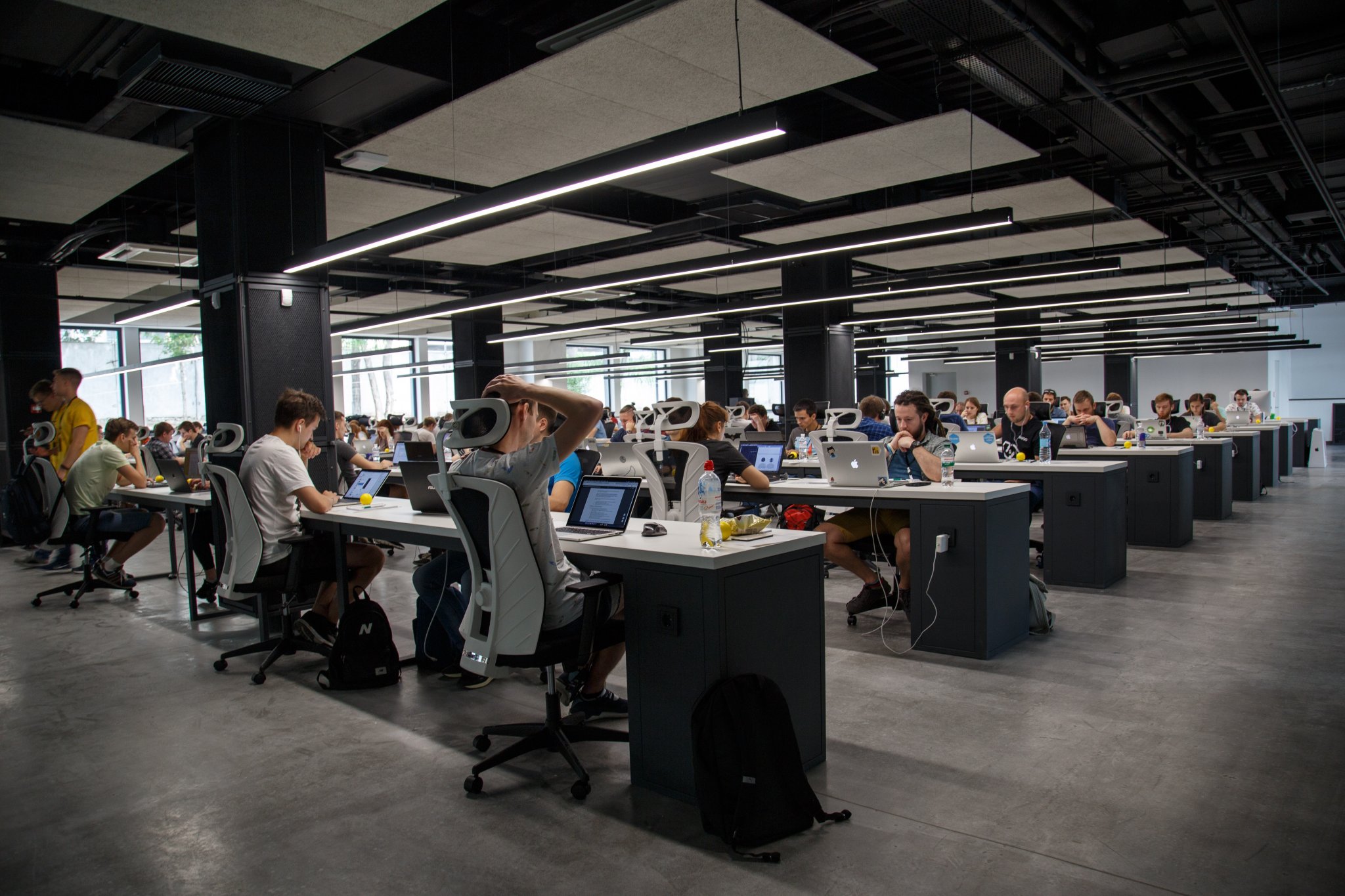 open floorplan office with employees