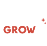 Automate and grow logo - white square and white & red text