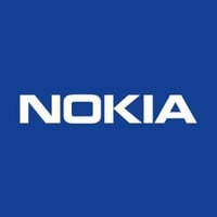 Nokia logo with white text and blue background