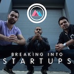 Breaking into startups logo - 3 sat men
