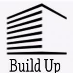 Buildup logo Black Build Up lines like a 3D wall on a white background