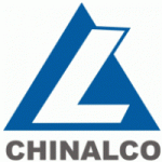 chinalco logo l letter white with blue triangle shape