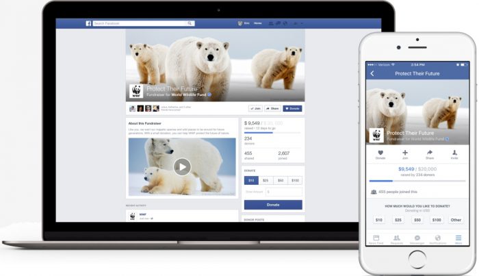 crowdfunding on facebook laptop and mobile