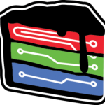 Cryptocake logo Red Green Blue (RGB) black cake on a white background