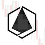 CryptoFy logo Black triangle in a black hexagon on a white background