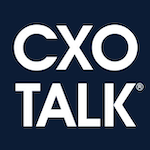 CXO talk logo - blue background with white text