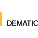 dematic logo orange line and black text with white background