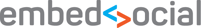 Embed social logo with grey lettering and blue and red arrow on white background