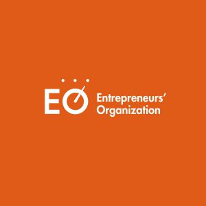 Entrepreneurs Organization logo with white letters on orange/red background